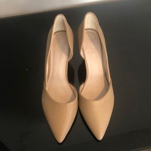 Light tan wedge shoes